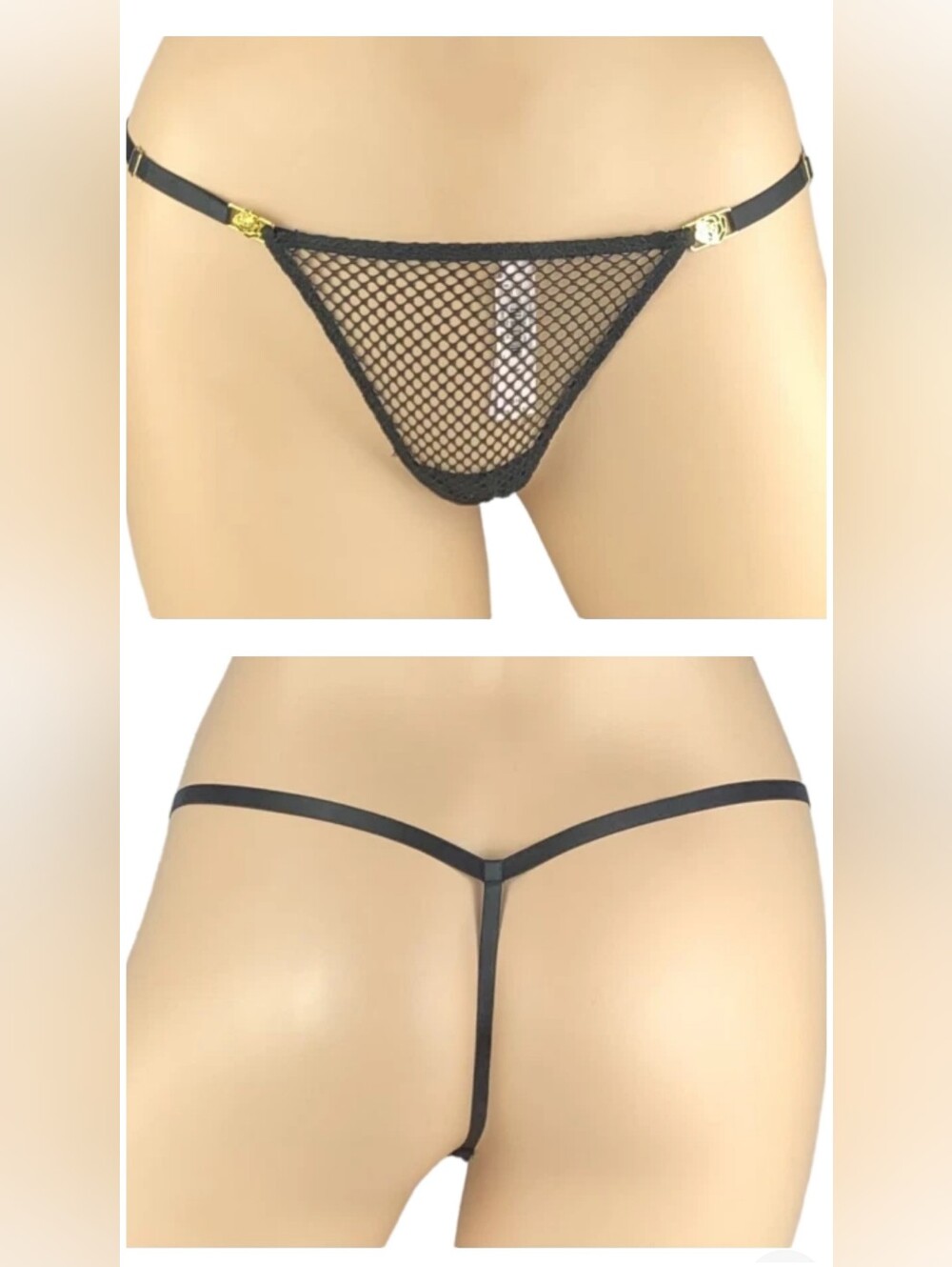 Victoria's secret very sexy fishnet adjustable v-string panty XLARGE BLACK